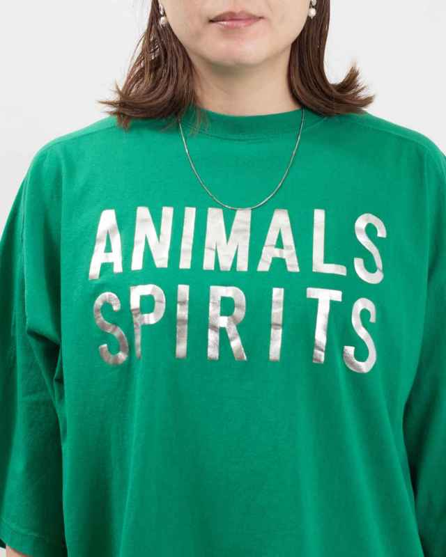 B-502015 BLUE LAKE MARKET 26/1BDTOP度詰天竺パネルスリーブプリントTee<ANIMALS SPIRITS>