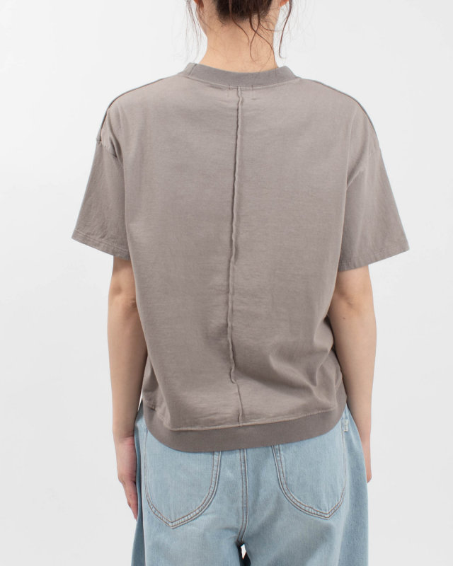B-521016 BLUE LAKE MARKET アメリカンドライ天竺||ヘムラウンドプリントTee［broken BOW～］