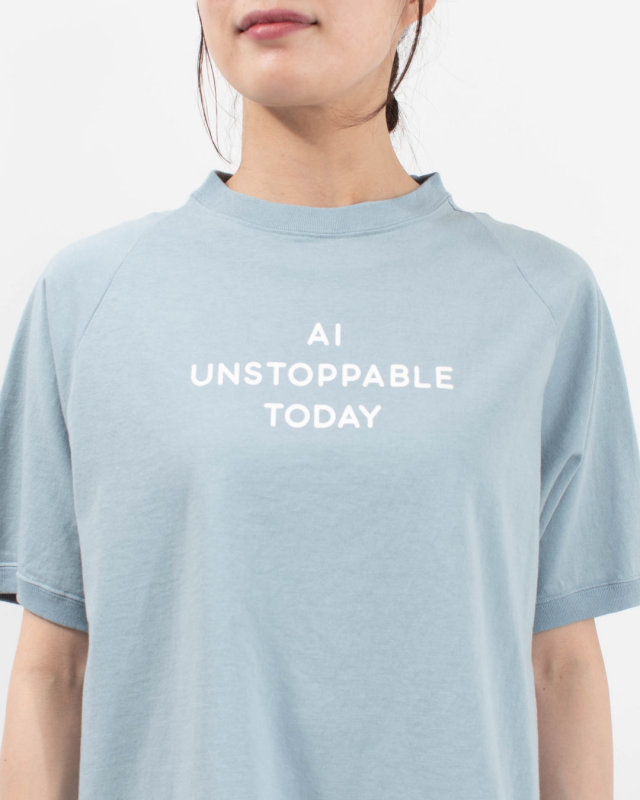 B-521020  BLUE LAKE MARKET アメリカンドライ天竺||ドロストプリントプルオーバー［AI UNSTOPPABLE TODAY］