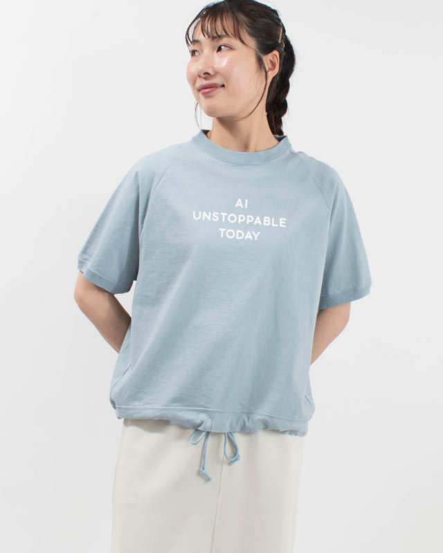B-521020  BLUE LAKE MARKET アメリカンドライ天竺||ドロストプリントプルオーバー［AI UNSTOPPABLE TODAY］