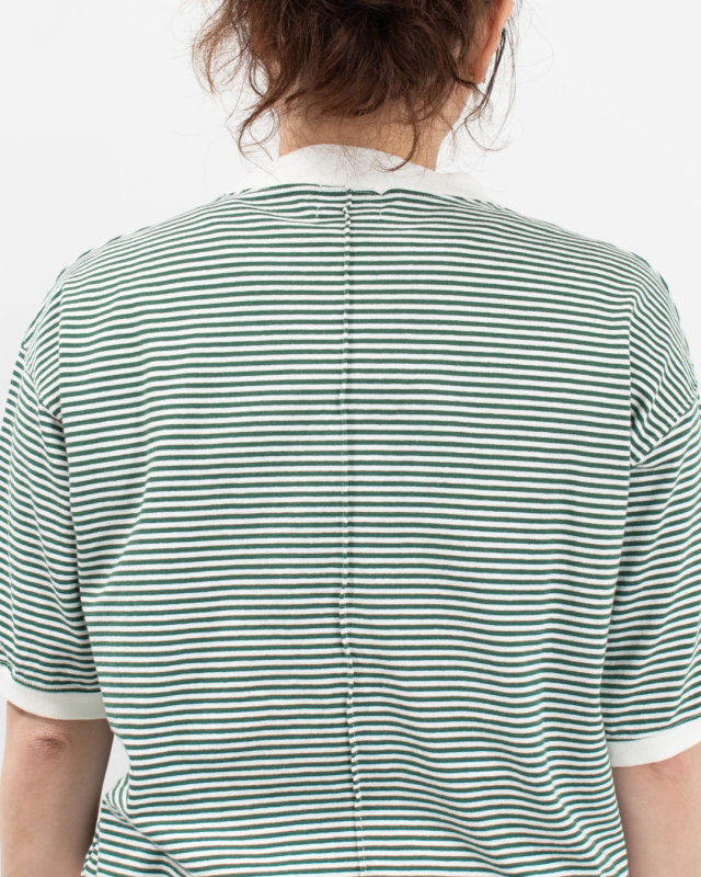 B-521024  BLUE LAKE MARKET アメリカンドライ天竺ボーダー||0.3cピッチ 五分袖ボーダーTee
