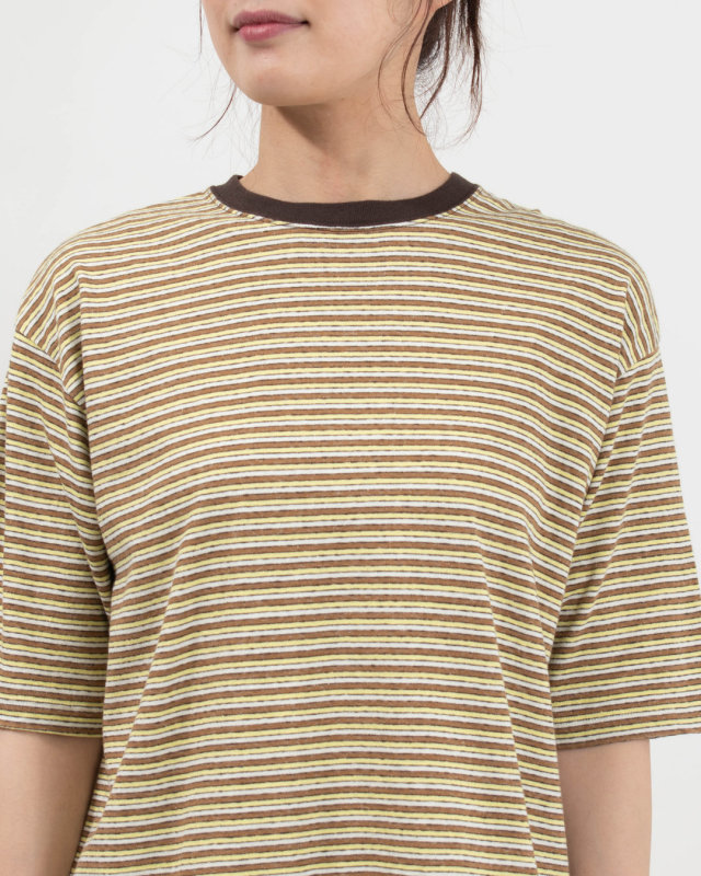 B-521027  BLUE LAKE MARKET リサイクルリバーマルチボーダー スリット明きボーダーTee