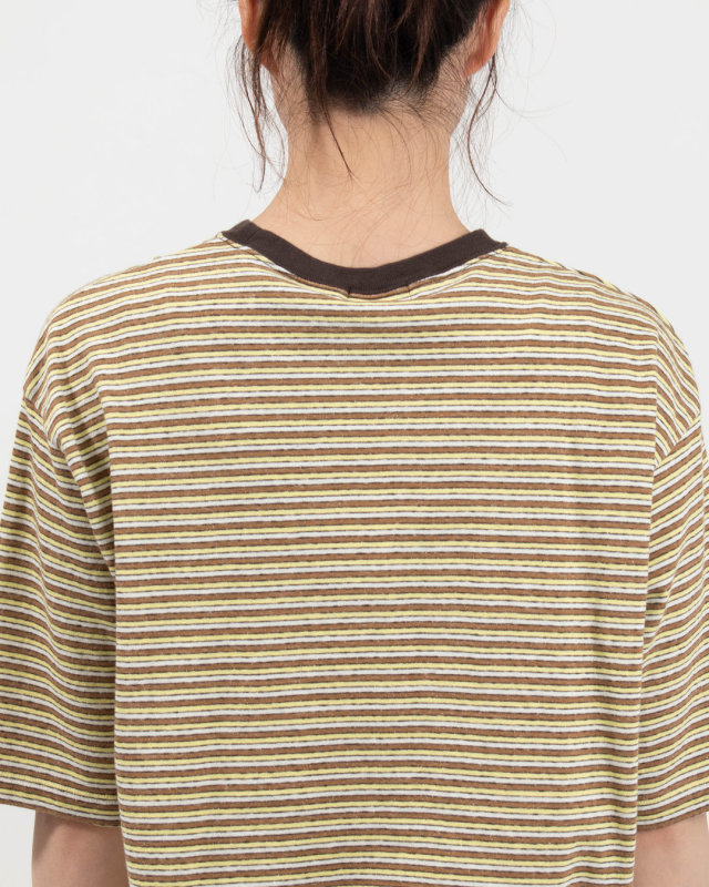 B-521027  BLUE LAKE MARKET リサイクルリバーマルチボーダー スリット明きボーダーTee