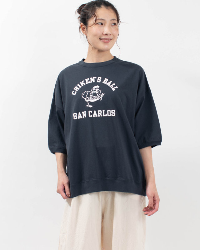 B-521036 BLUE LAKE MARKET 17/-BD 天竺プリントプルオーバー[CHIKEN’S BALL～]