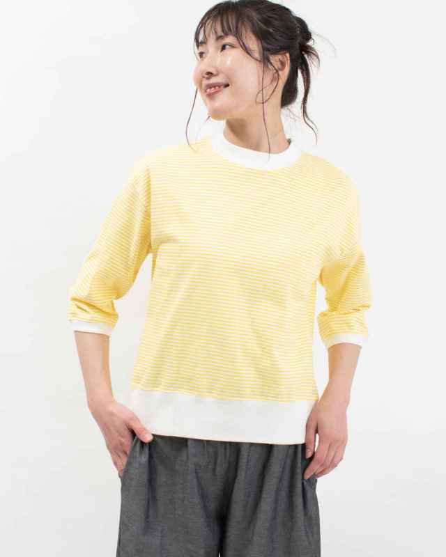 B-522017  BLUE LAKE MARKET アメリカンドライ天竺||七分袖ボーダープルオーバー