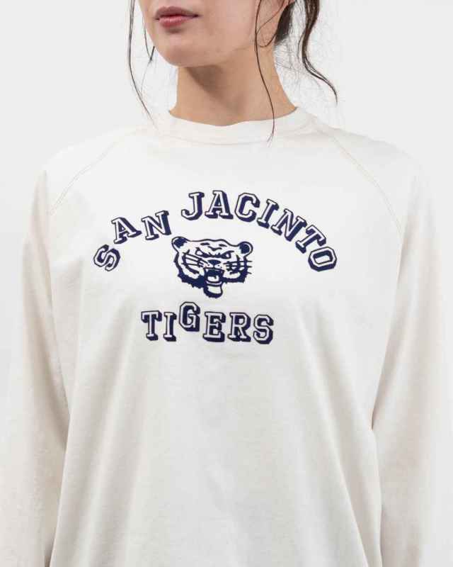 B-522023  BLUE LAKE MARKET 17/-BD天竺ラグランプリントプルオーバー[SAN JACINTO TIGERS]