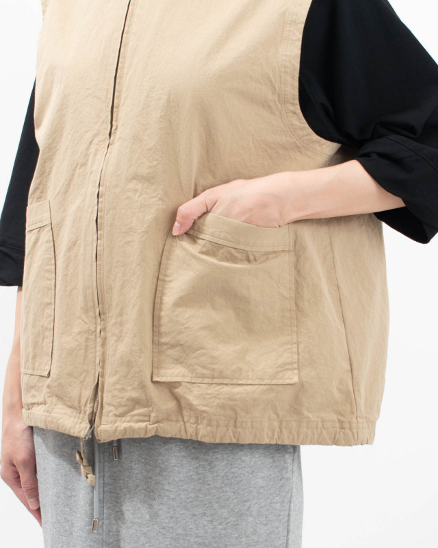 B-530002 BLUE LAKE MARKET 広巾40/1綾ダンプ フード付きベスト