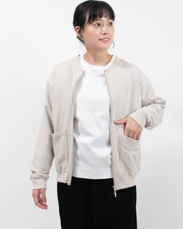 B-533005 BLUE LAKE MARKET 30/10BD 裏毛 Wポケット付きブルゾン
