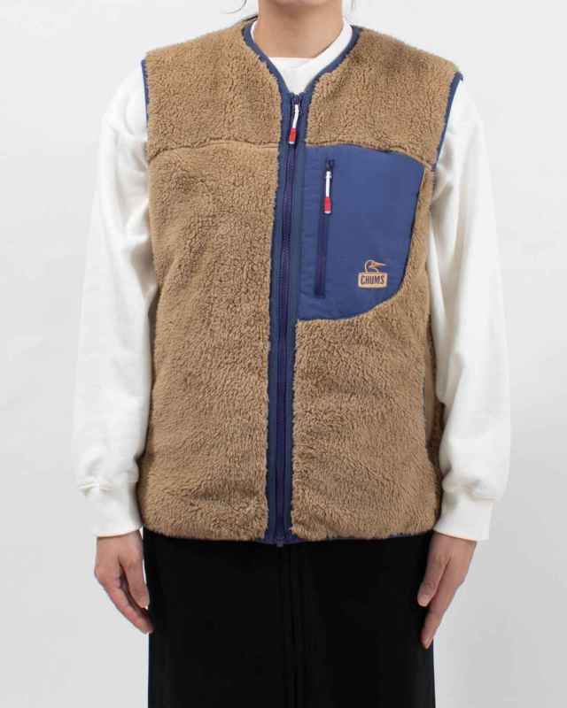CH04-1475 CHUMS ボンディングフリースノーカラーベスト(アウター／フリース)
