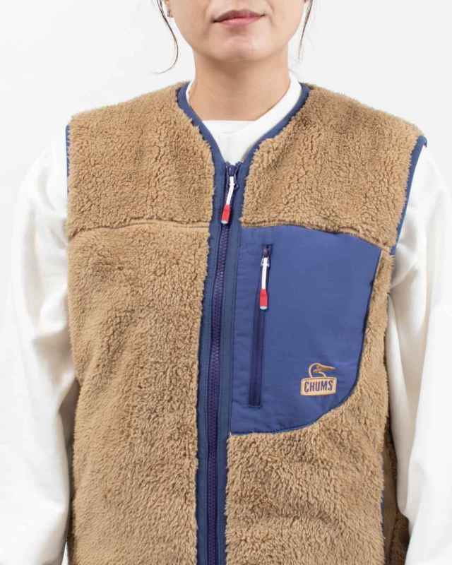 CH04-1475 CHUMS ボンディングフリースノーカラーベスト(アウター／フリース)