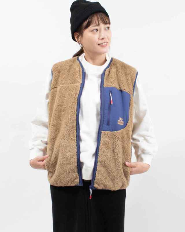 CH04-1475 CHUMS ボンディングフリースノーカラーベスト(アウター／フリース)