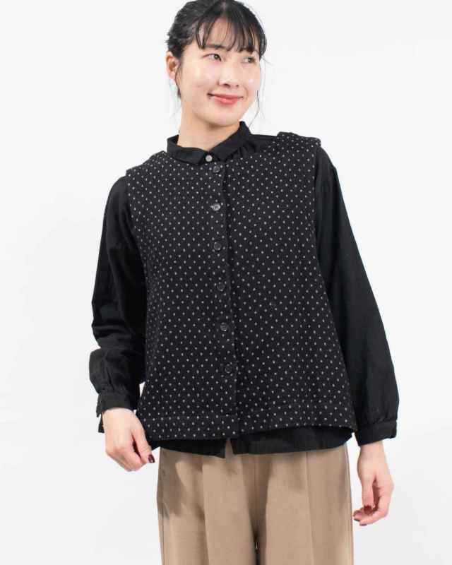 D9689  D*g*y 2WAYベスト デニムドットジャガード