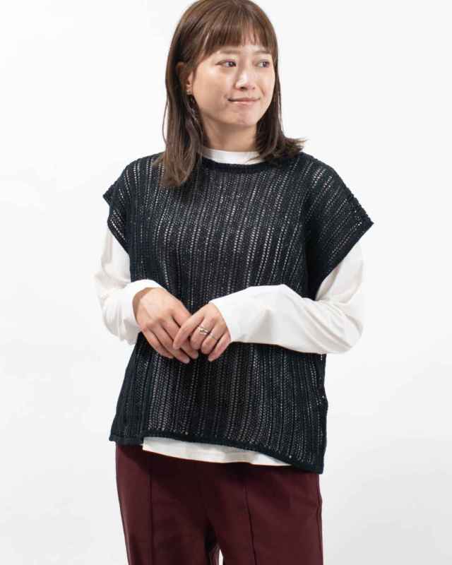 FA-35215  FIRST RESPECT1/13 透かし編みクルーネックベスト