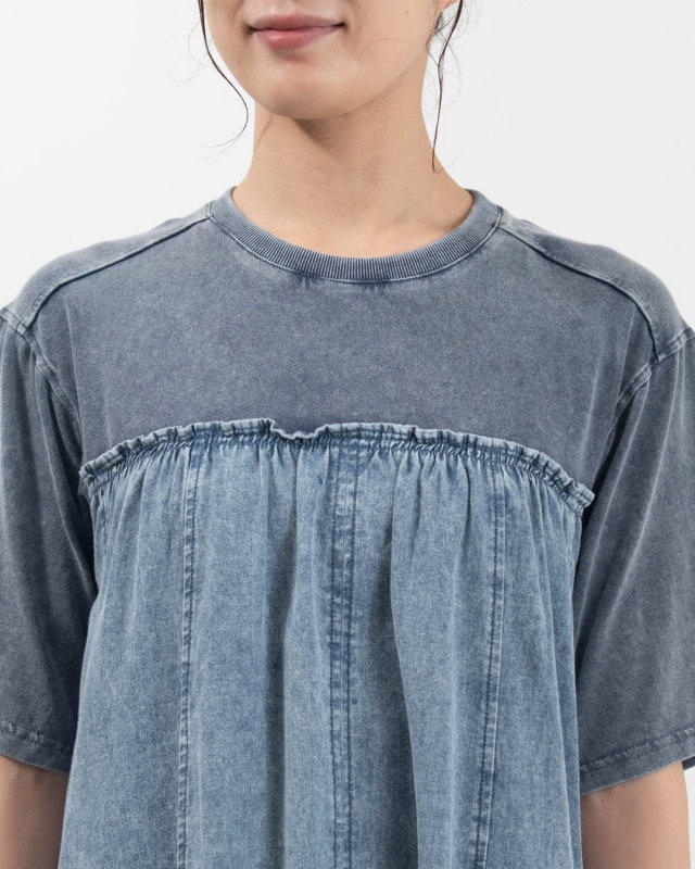 NS226013 mililopiulu TシャツMIXデニムワンピース