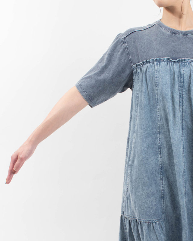 NS226013 mililopiulu TシャツMIXデニムワンピース