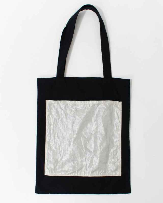 P01601  prit オックス×40/1リネン箔プリントビッグポケットトート