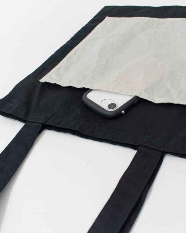 P01601  prit オックス×40/1リネン箔プリントビッグポケットトート