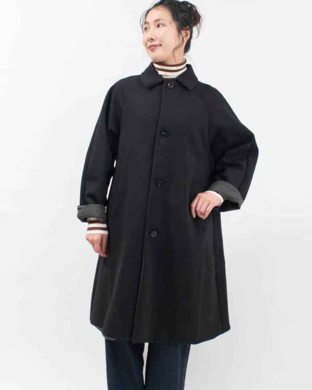 P60601 prit 40/1ダンボールニット×マルーデコットンコンパクトウェザー リバーシブルステンカラーコート