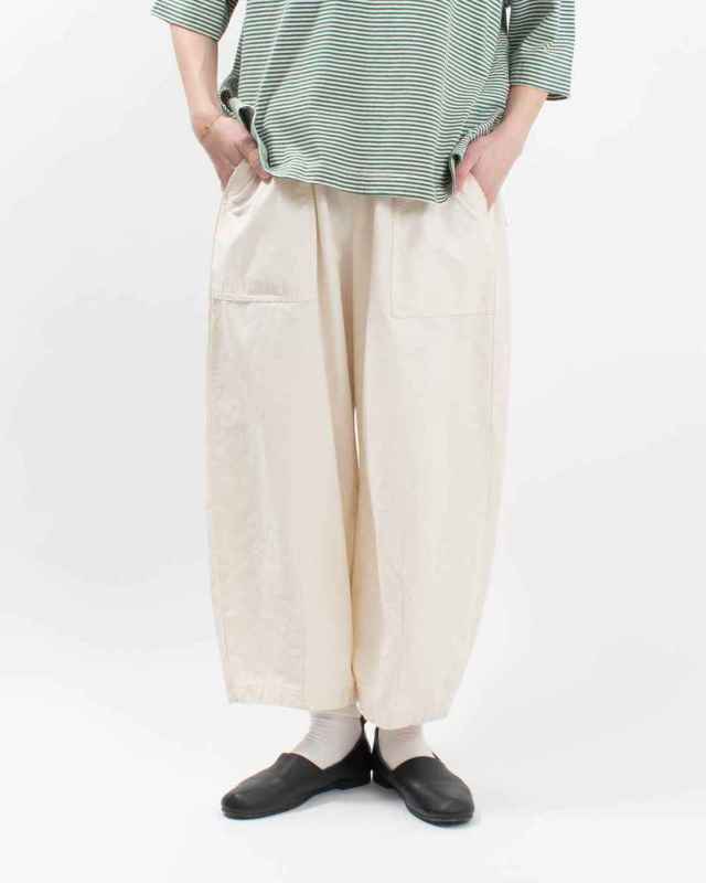 prit コットンリネンライトバックサテン裾ダーツベイカーパンツ