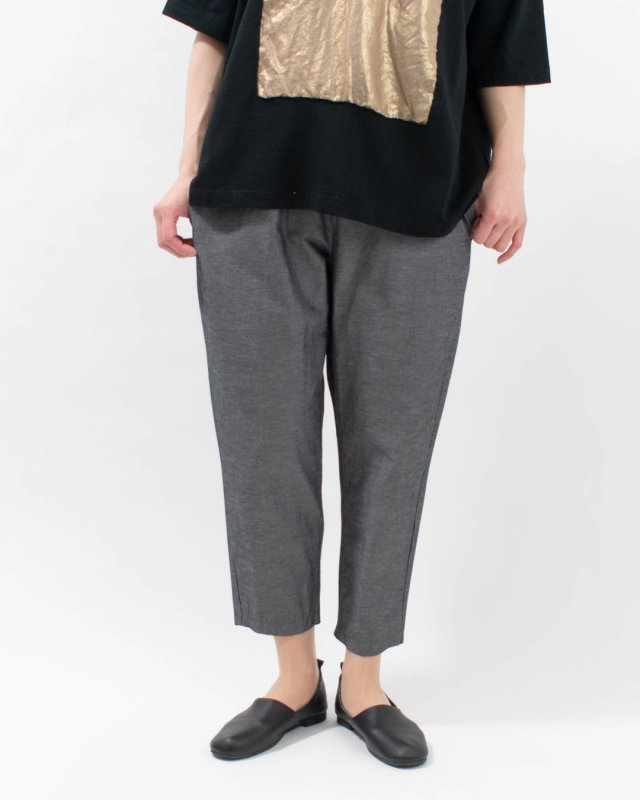 P71630 prit 綿麻ストレッチ テーパードイージーパンツ