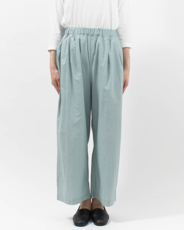 P72614  prit コットンリネンワッシャー中白染め タックワイドパンツ
