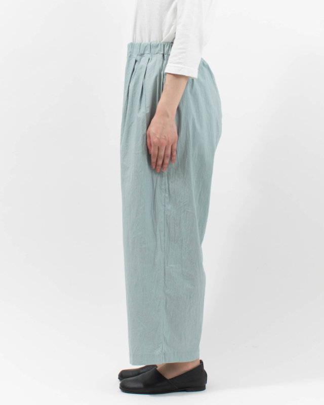 P72614  prit コットンリネンワッシャー中白染め タックワイドパンツ