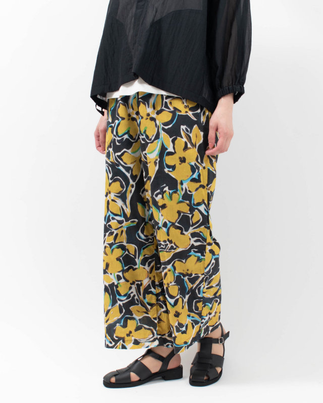 P72615 prit 60/1ローンラフボタニカルプリント ワイドパンツ