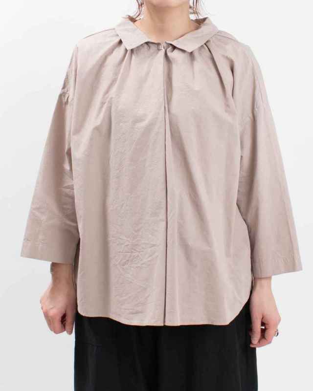 SALE！プリット prit ブラウス コットンリネンダンプ 2wayギャザースモック シャツ P81515 prit｜コットンリネンダンプ 2wayギャザースモック ブラウス