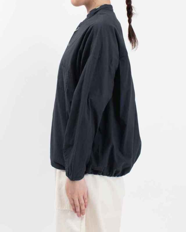 P81521 prit オーガニックミニリップ近江晒加工スタンドカラーコクーンシャツ