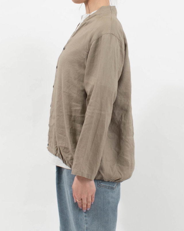 P81619 prit 60/1ラミーバイオクロス裾ゴムカーディガン