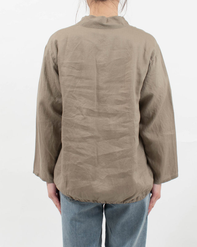 P81619 prit 60/1ラミーバイオクロス裾ゴムカーディガン