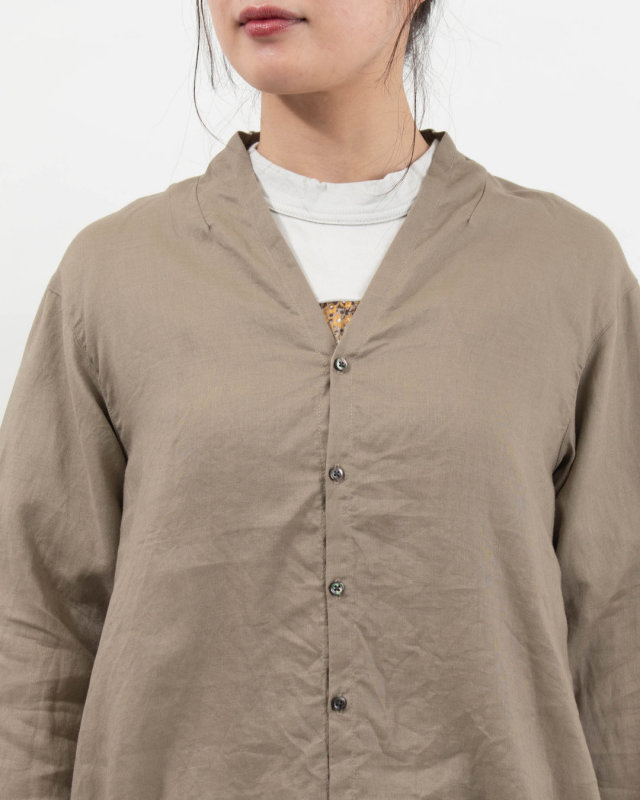 P81619 prit 60/1ラミーバイオクロス裾ゴムカーディガン