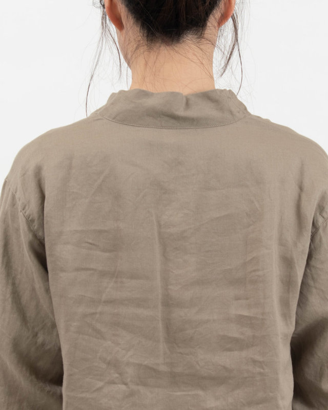 P81619 prit 60/1ラミーバイオクロス裾ゴムカーディガン