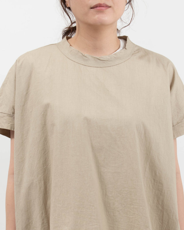 P82620  prit コットンリネンワッシャー中白染め ショートスリーブコクーンチュニック