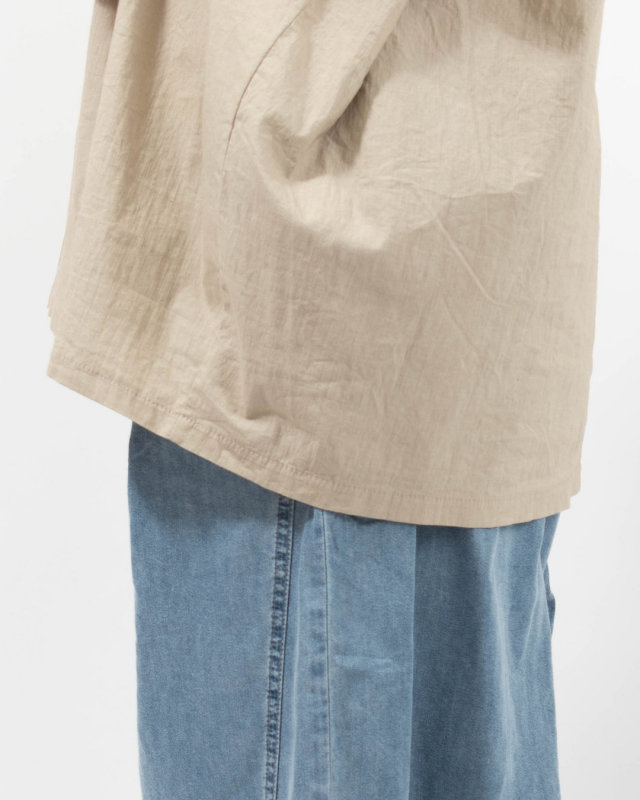 P82620  prit コットンリネンワッシャー中白染め ショートスリーブコクーンチュニック
