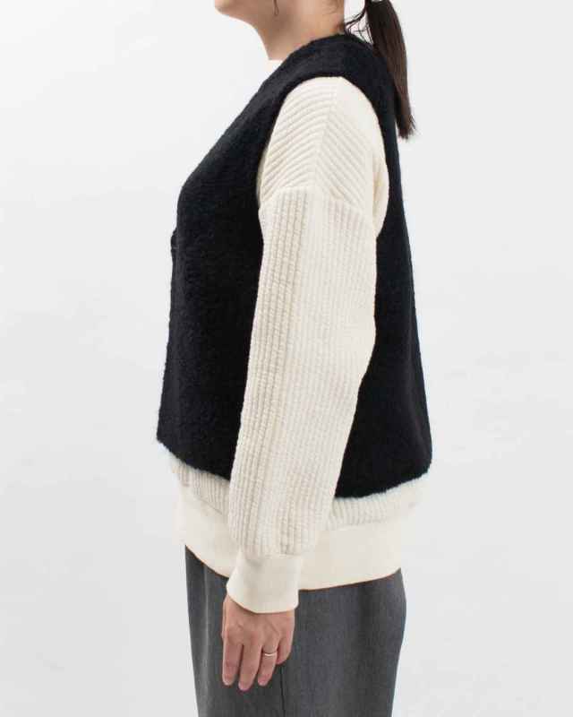 prit 1/2.8ブークレ3G天竺編みワンボタンベスト ｜ナチュラル