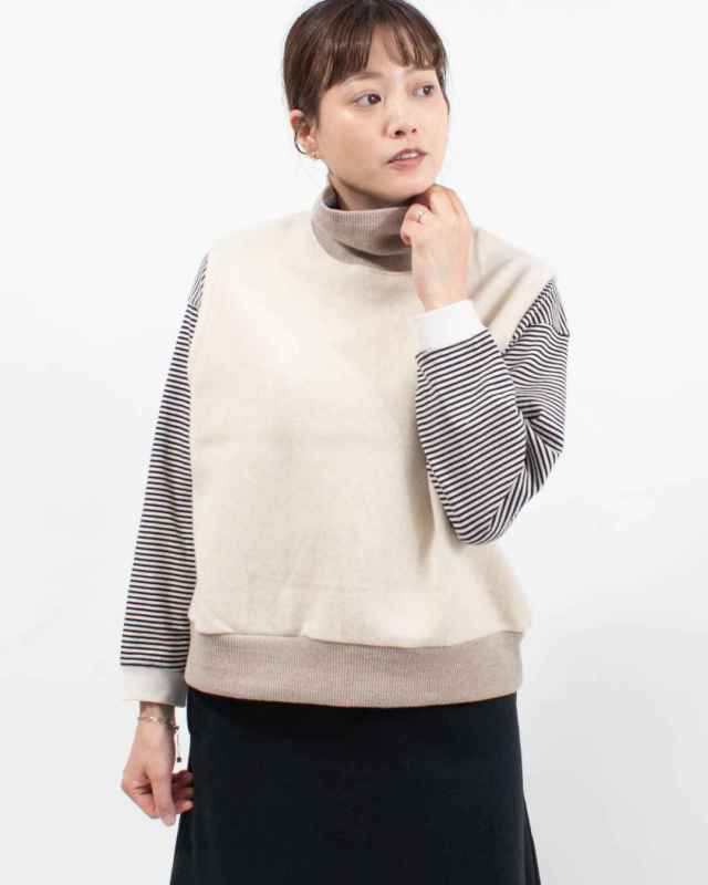 P90621 prit 1/14ウールカノコビーバー タートルネックプルオーバーベスト