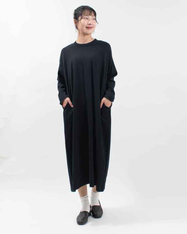 P90643 prit 40/2天竺　クルーネックマキシワンピース