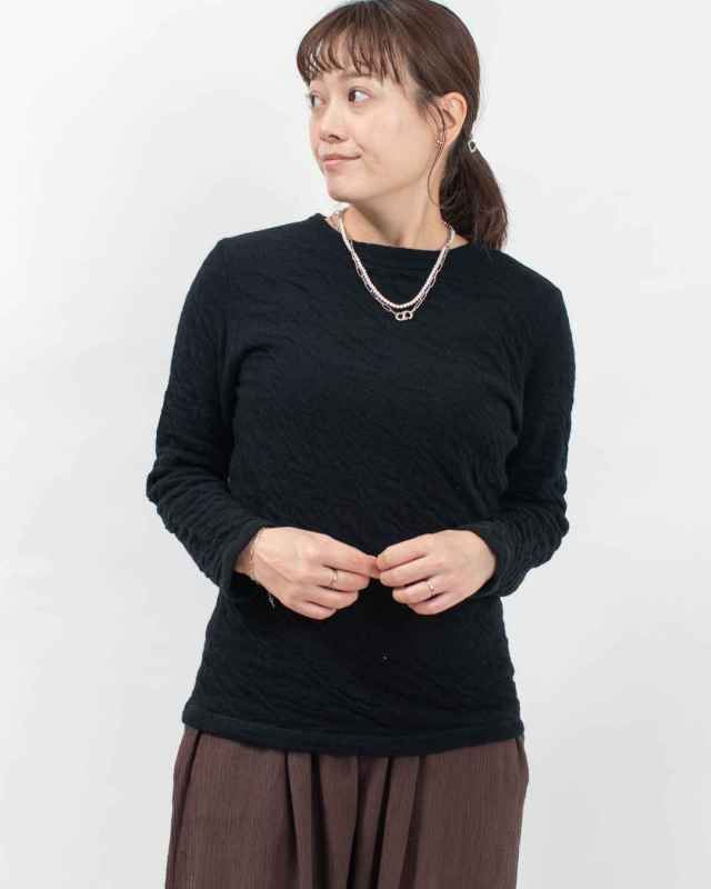 P90652 prit 1/25ウール綿接結クルーネックプルオーバー