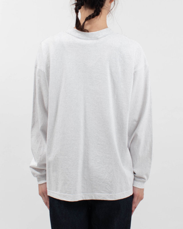 P90715 prit 17/1空紡天竺×シャツコールラフドットプリント ロングスリーブフレームTシャツ