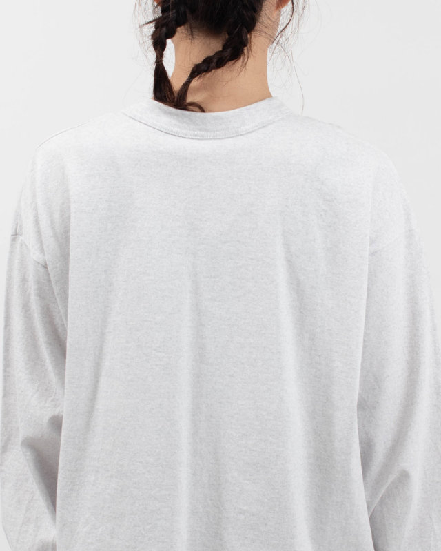 P90715 prit 17/1空紡天竺×シャツコールラフドットプリント ロングスリーブフレームTシャツ