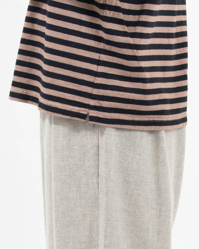 P90775 prit 30/1リサイクルムラ糸天竺ボーダー クルーネックプルオーバー