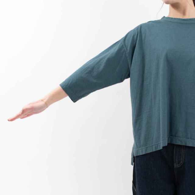 P91568  prit 30/1リサイクルムラ糸天竺7分袖ワイドTシャツ