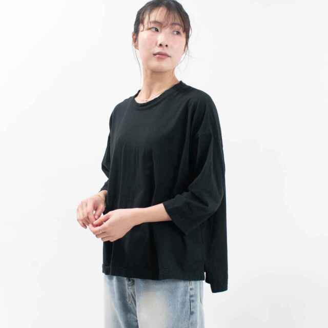 prit 30/1リサイクルムラ糸天竺7分袖ワイドTシャツ