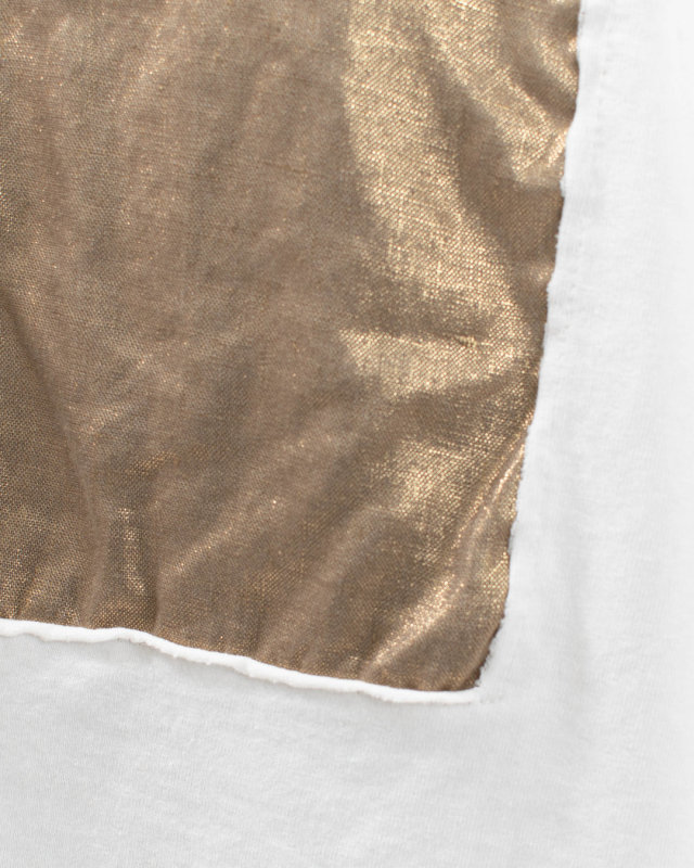 P91605  prit 17/1空紡天竺×40/1リネン箔プリント5分袖フレームＴシャツ