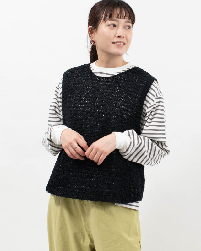 P916101  prit 1/2.7オーガニックコットンナイロン1.5Ｇ天竺編み2wayベスト
