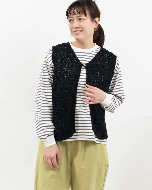 P916101 prit 1/2.7オーガニックコットンナイロン1.5G天竺編み2wayベスト