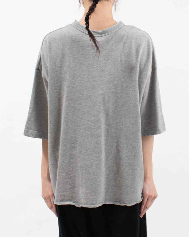 P91619  prit 40/1強撚糸スビン裏毛 5分袖クルーネックワイドＴシャツ