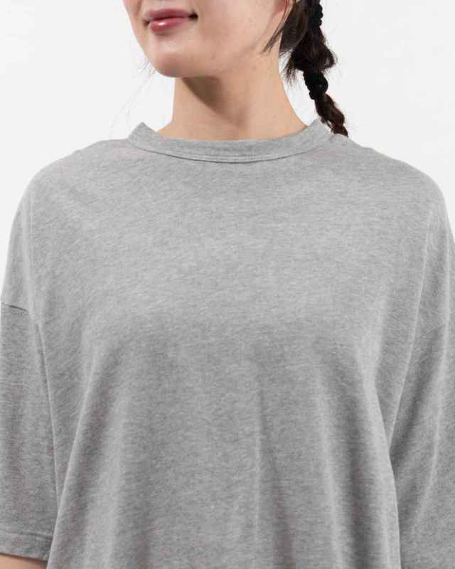 P91619  prit 40/1強撚糸スビン裏毛 5分袖クルーネックワイドＴシャツ