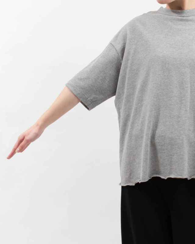 P91619  prit 40/1強撚糸スビン裏毛 5分袖クルーネックワイドＴシャツ